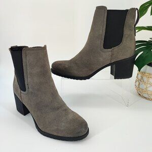 Sam Edelman Women's Hanley Chelsea Gray Suede Block Heels Boots Size 10